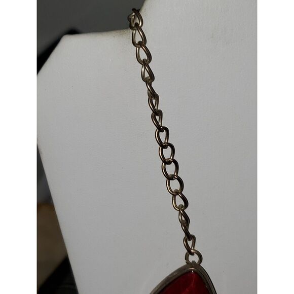 A New York Women's Statement Necklace Faceted Red Cabachons Bronze Tone Chain - Picture 6 of 10
